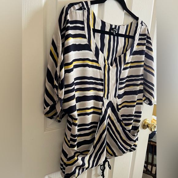 Hurley Womens V Neck Modern Boho Blouse Loose Front Pockets Drawstring Waist (S) - Picture 6 of 11